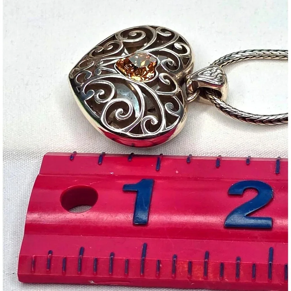 NWT Brighton Sofi Puffy Heart Silver-plated Crystal Necklace - Picture 8 of 12